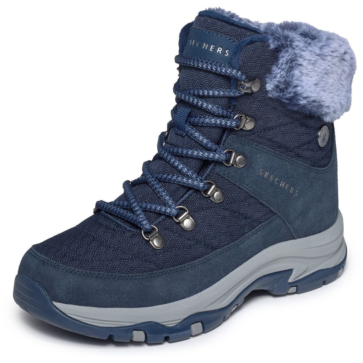 Skechers Trego Stormie Frost Leather Women's Navy Winter Ankle Boots