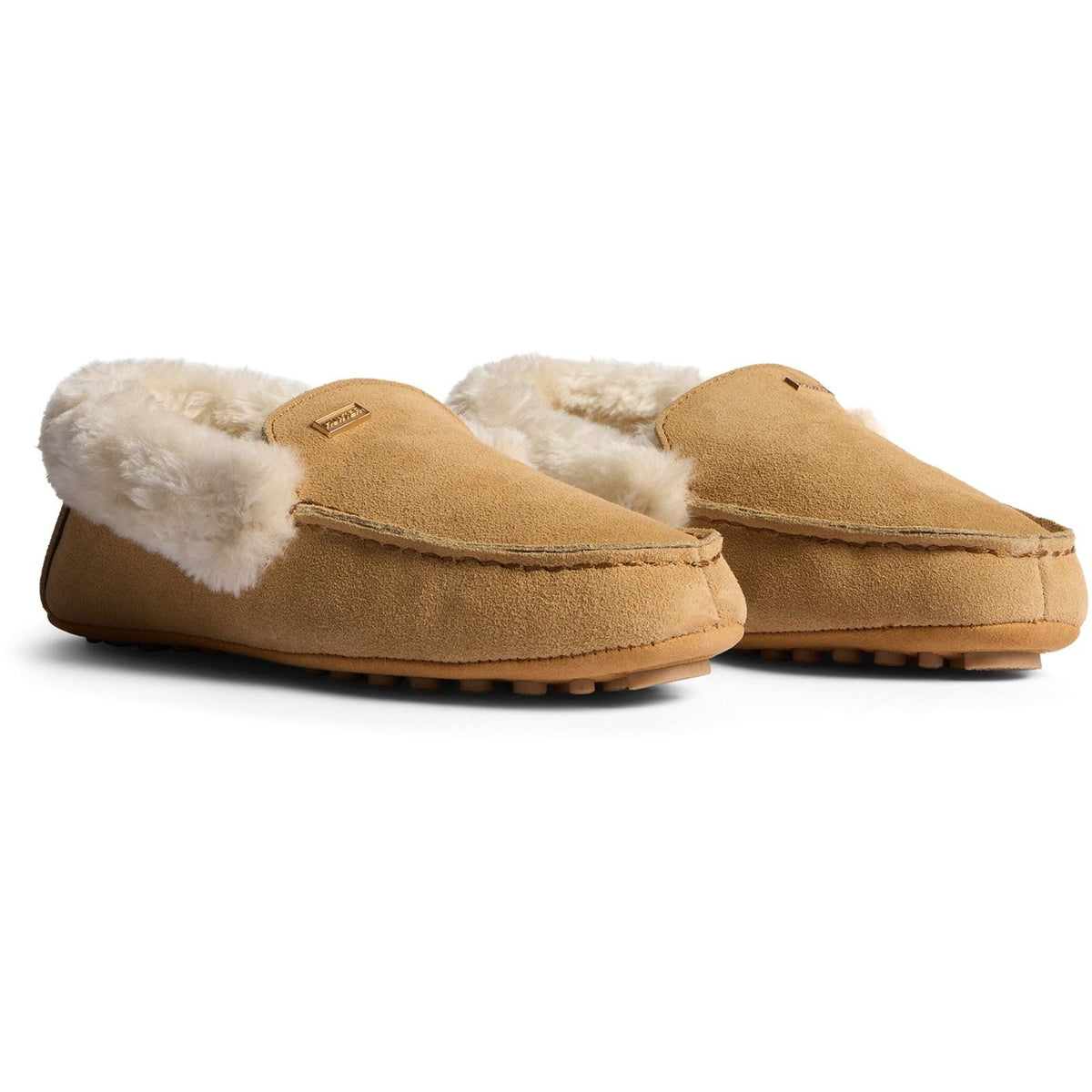 Hunter Moccasin Sherpa Suede Women's Natural Slippers