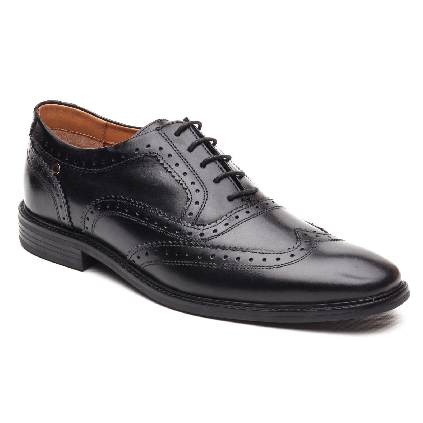 Base London Clarence Brogue Leather Men's Black Brogues Shoes