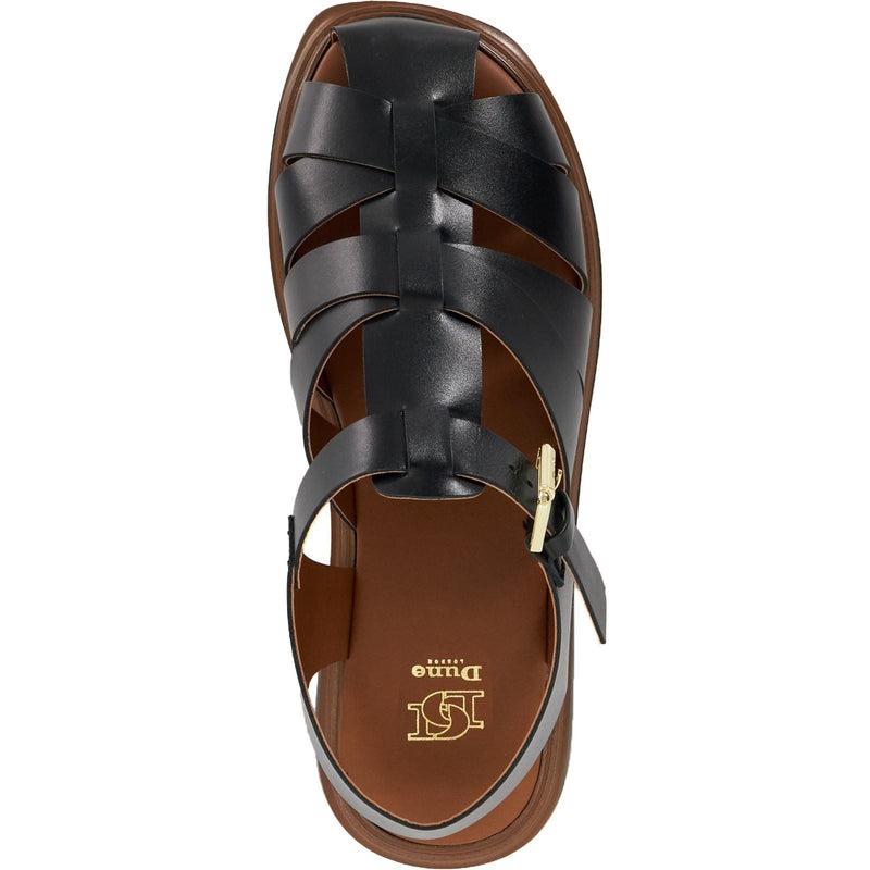Dune Lisherman Leather Women's Black Sandals