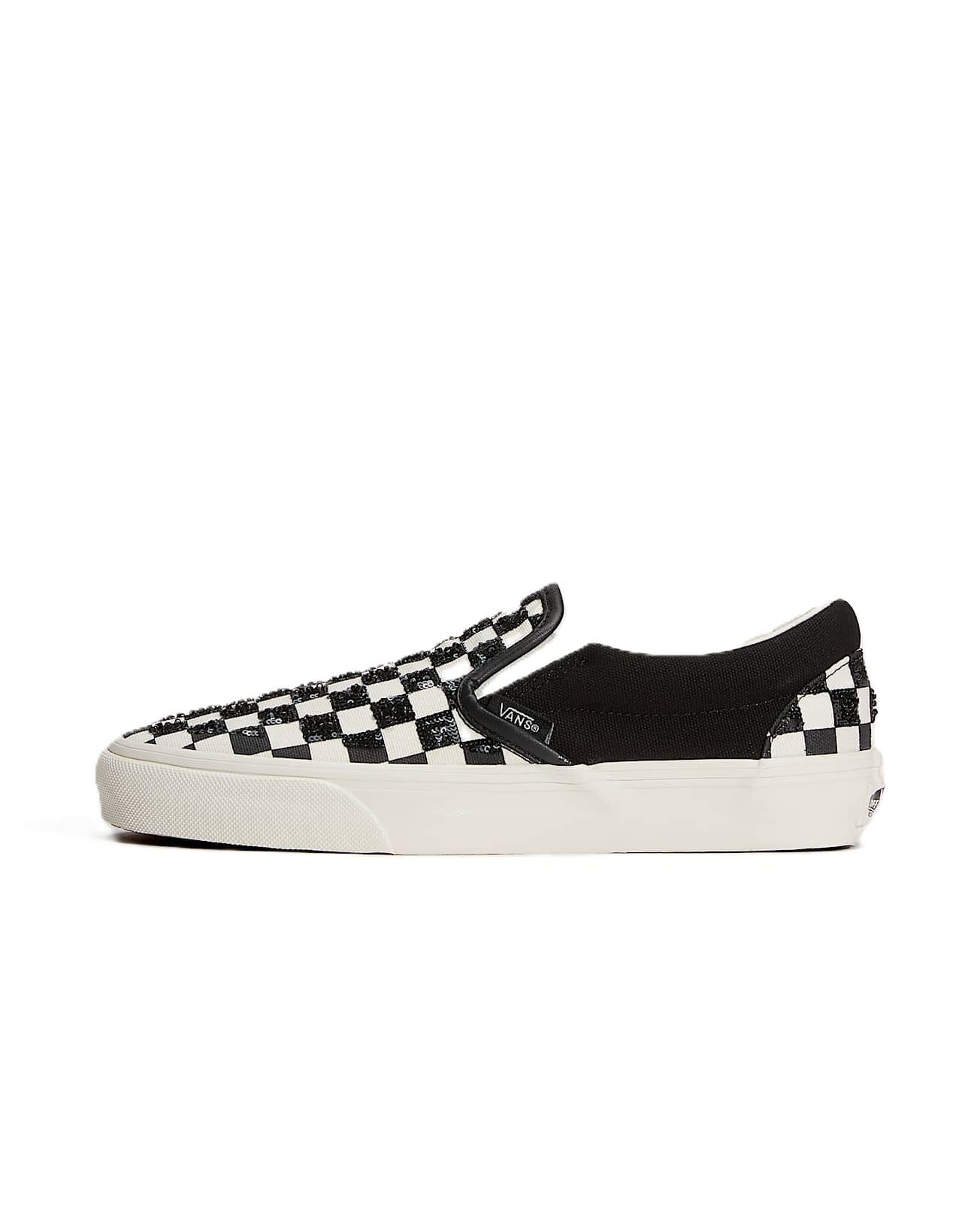 Vans Classic Slip-On Women's Canvas Black/White Beaded Checkerboard Trainers