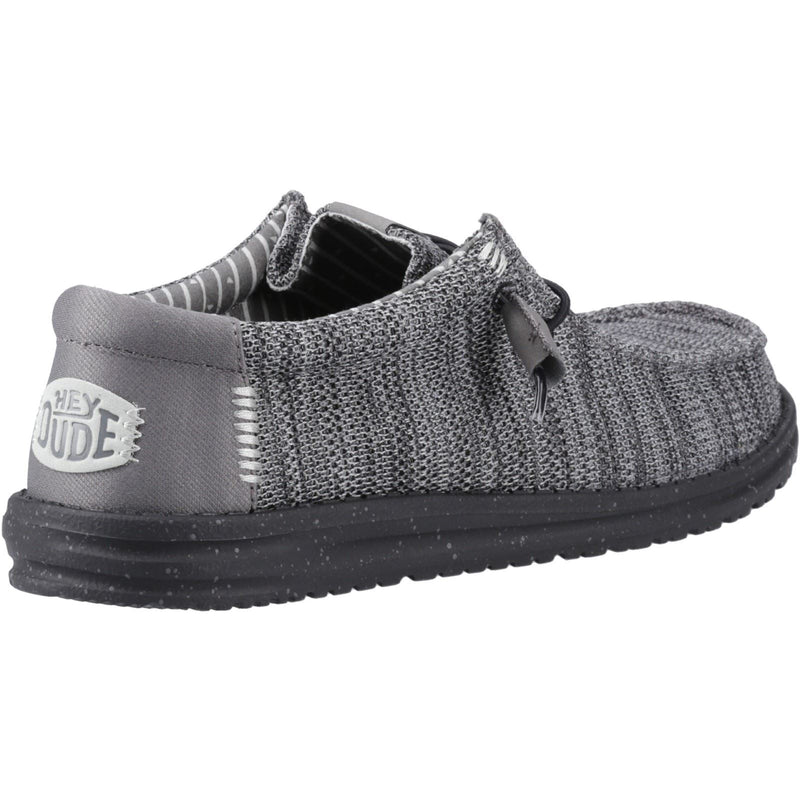 HEYDUDE Wally Stretch Mesh Synthetic Men's Granite Grey/Black Moccasins Shoes