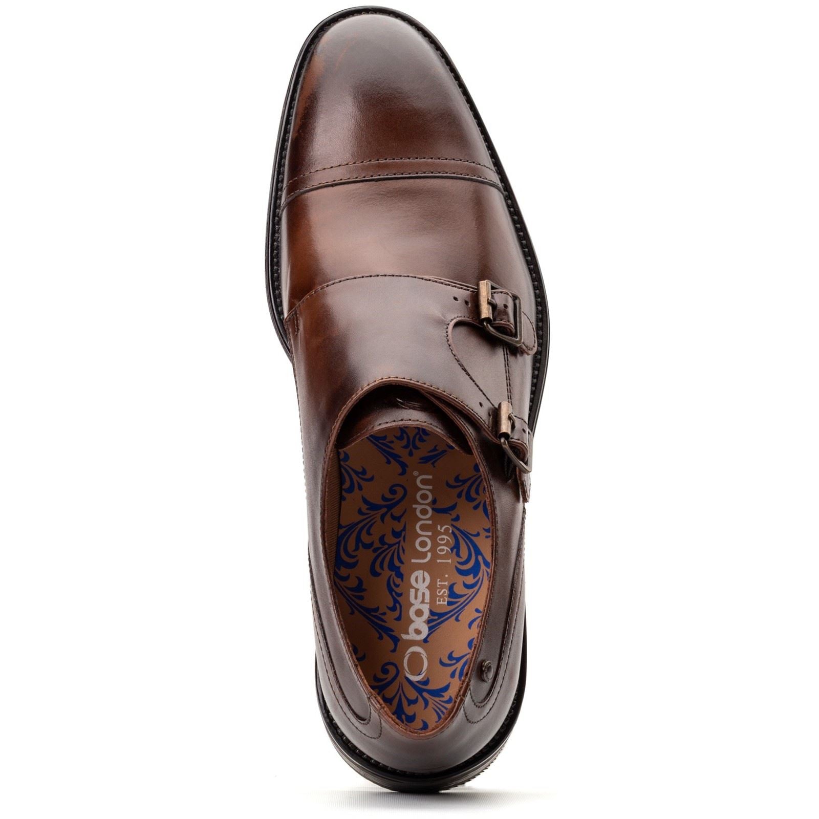 Base London Taper Leather Men's Brown Double Monk Shoes