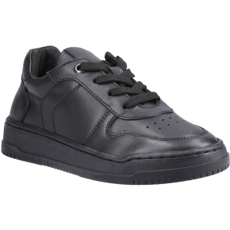 Hush Puppies Dougie Leather Youth Boy's Black Trainers
