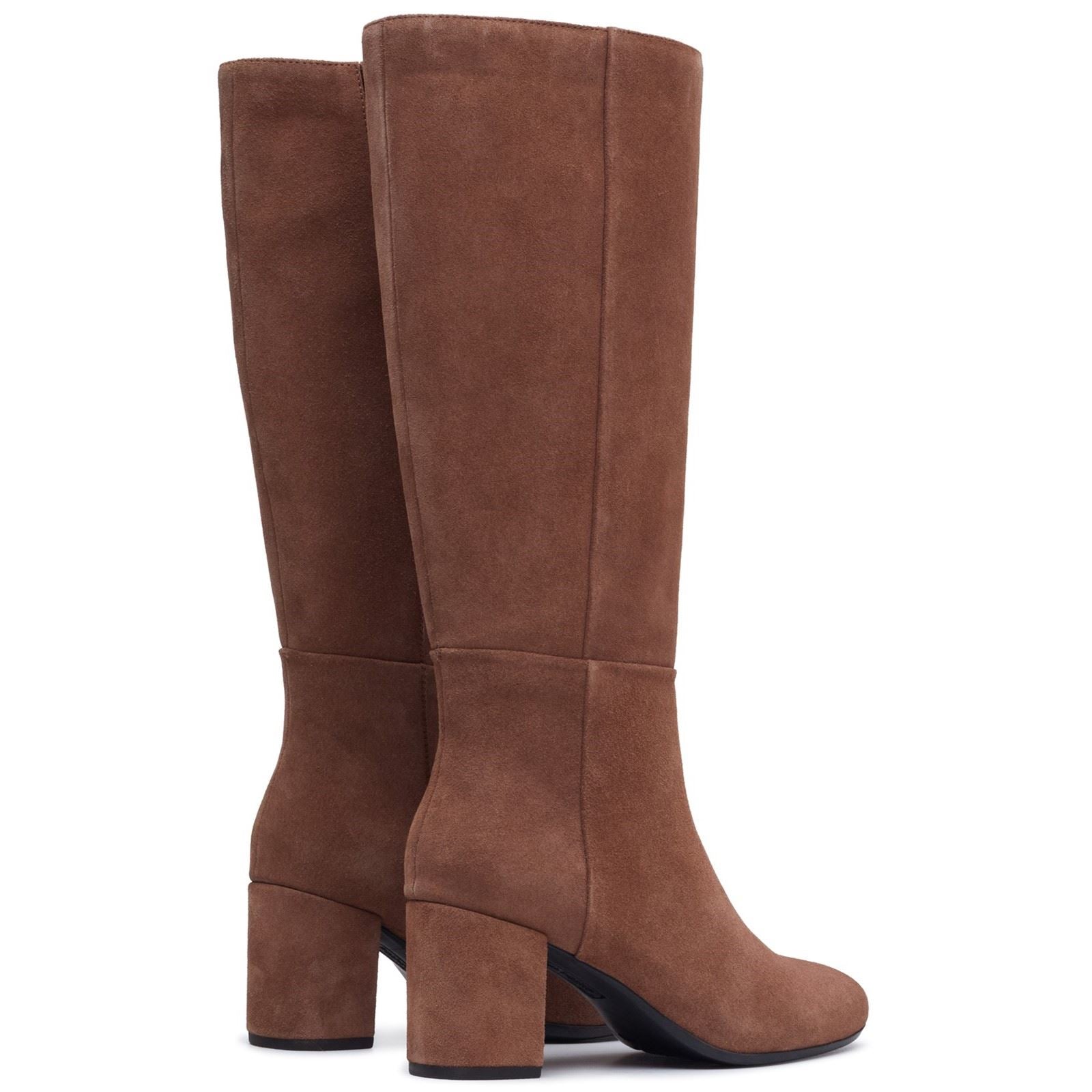 Hush Puppies Oprah Suede Long Leather Women's Mocha Heeled Knee High Boots