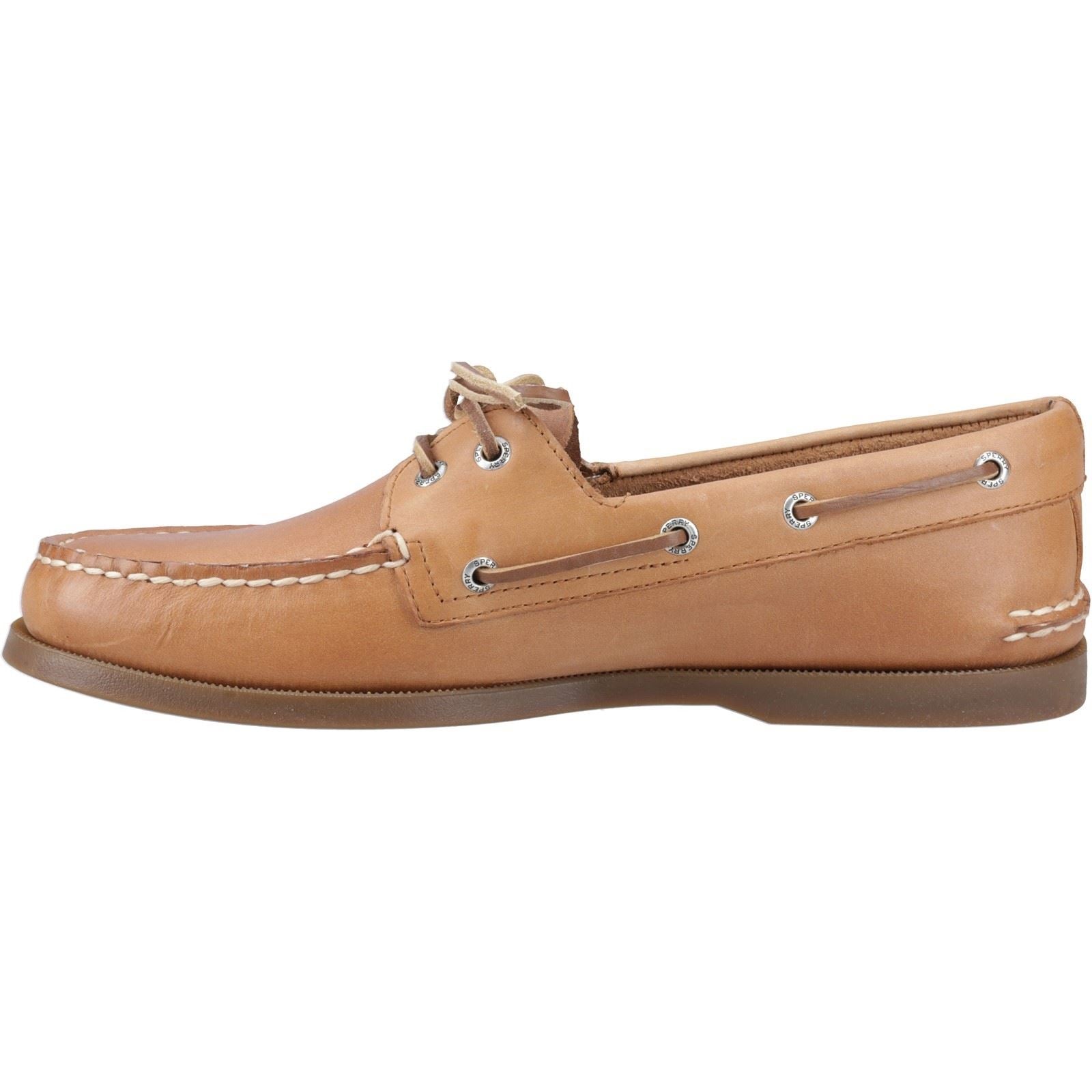 Sperry Authentic 2 Eye Leather Boy's Royal Brown/Maron Royal Boat Shoes