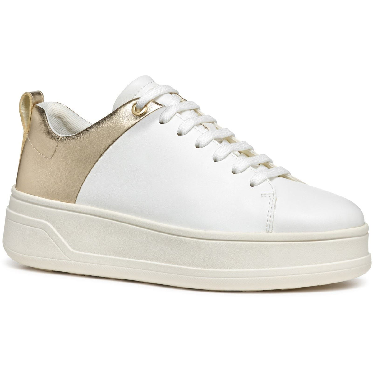 Geox D SPHERICA ECUB-2 Women's White/Light Gold Trainers
