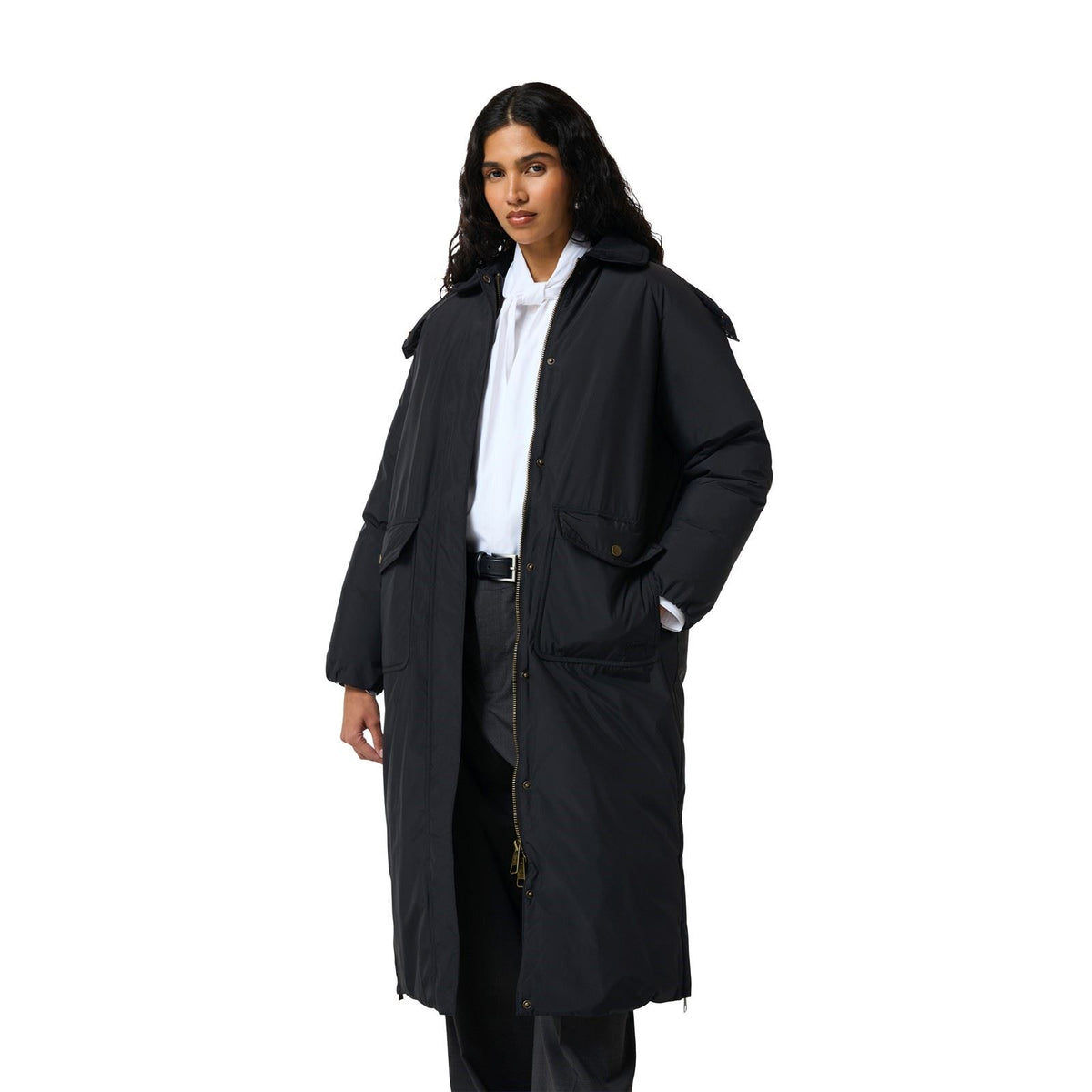 Hunter Victoria Originals Long Quilted Jacket Women's Black Quilted Jackets