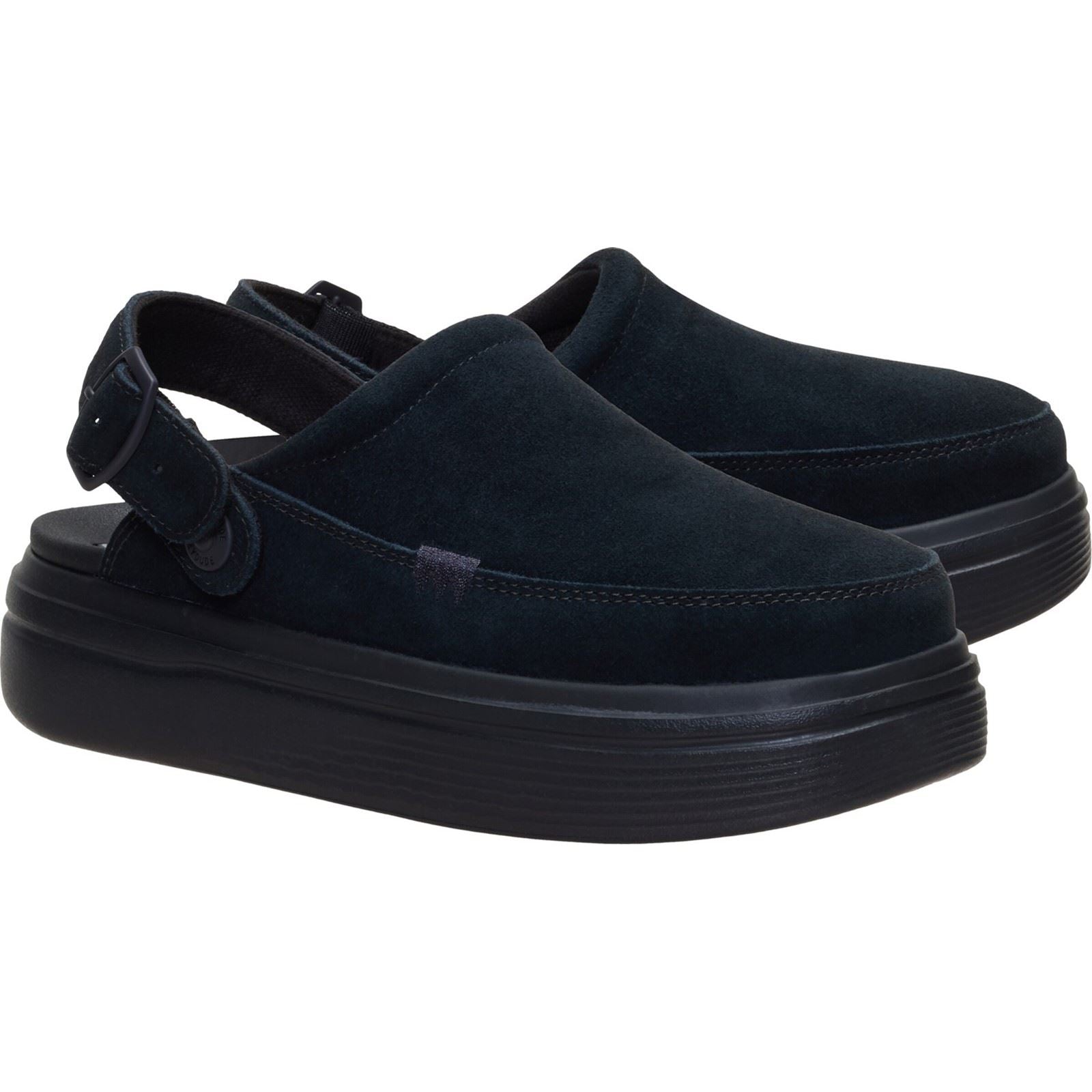 HEYDUDE Austin Lift Suede Women's Black/Black Clogs