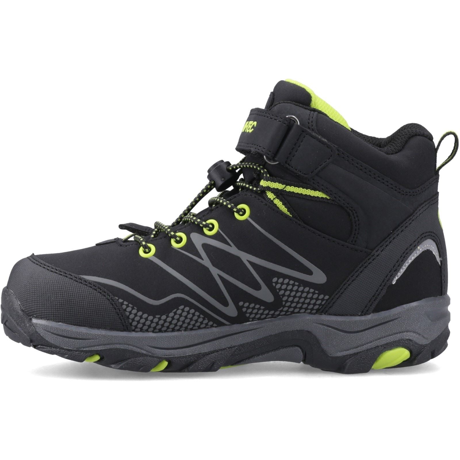 Hi-Tec Blackout Mid Polyester Boy's Black/Lime Hiking Boots