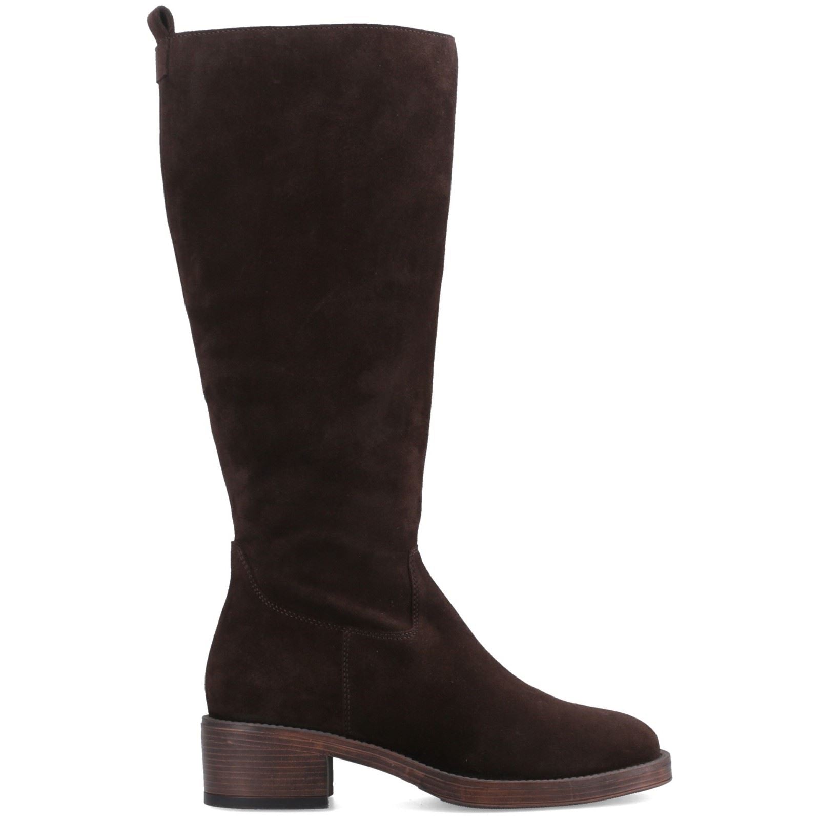Hush Puppies Antonia Long Suede Women's Chocolate Heeled Knee High Boots