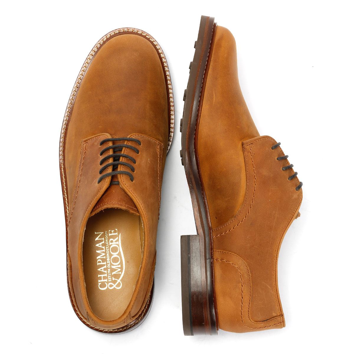 Chapman & Moore Plain Derby Country Oiled Leather Men's Tan Shoes