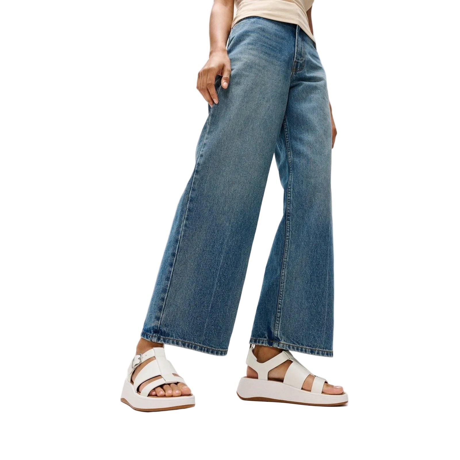 Fitflop F-Mode Fisherman Leather Women's Urban White Narrow Fit Sandals