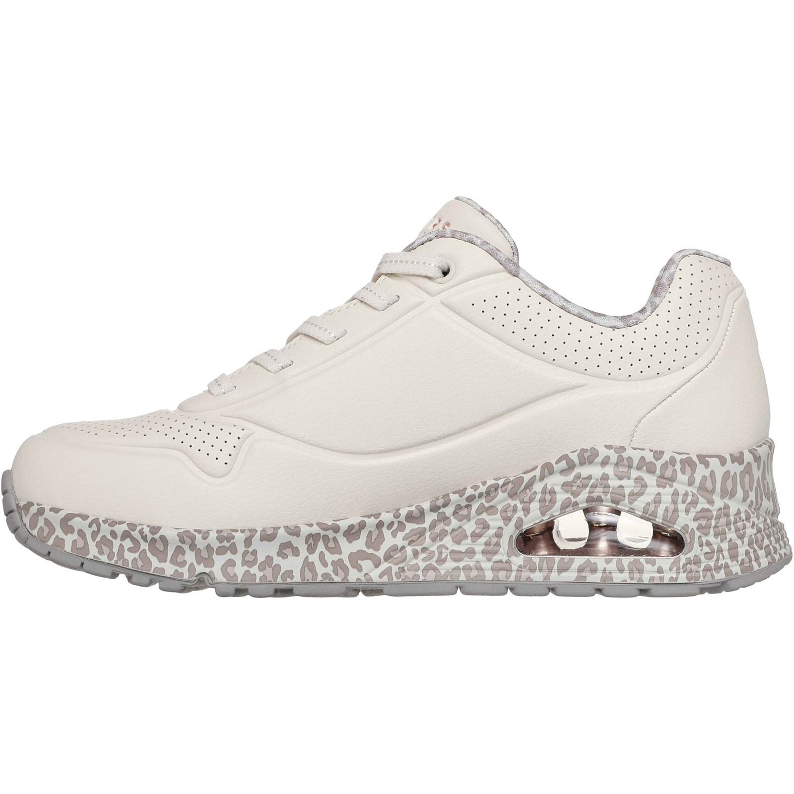 Skechers Uno Safari Time Polyurethane Women's White/Leopard Trainers