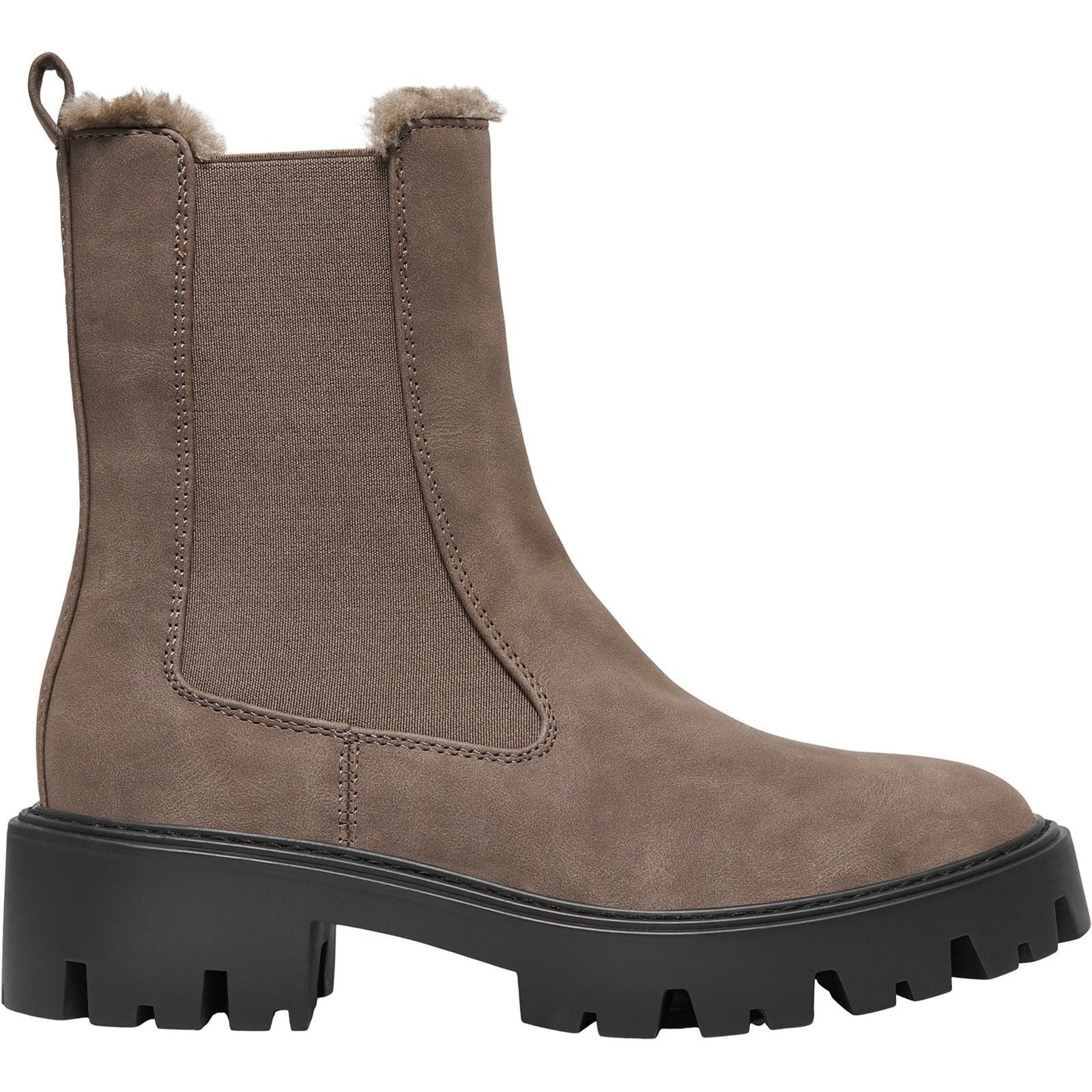 ONLY BETTY-9 WARM LINED Polyurethane Women's Brown Stone Heeled Ankle Boots