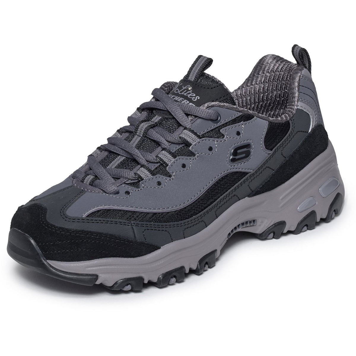 Skechers D'Lites Modern Classic Leather Women's Black/Charcoal Trainers