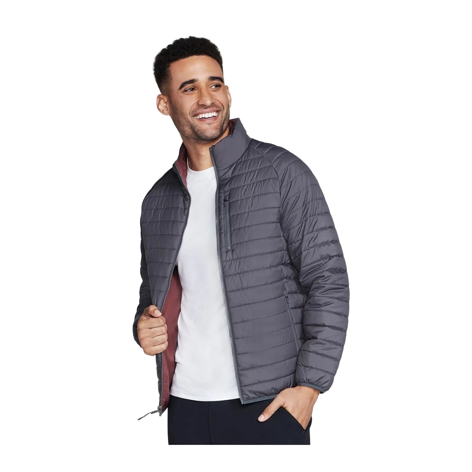 Skechers Performance Go Shield Altitude Reversible Jacket Men's Grey Puffer Jacket