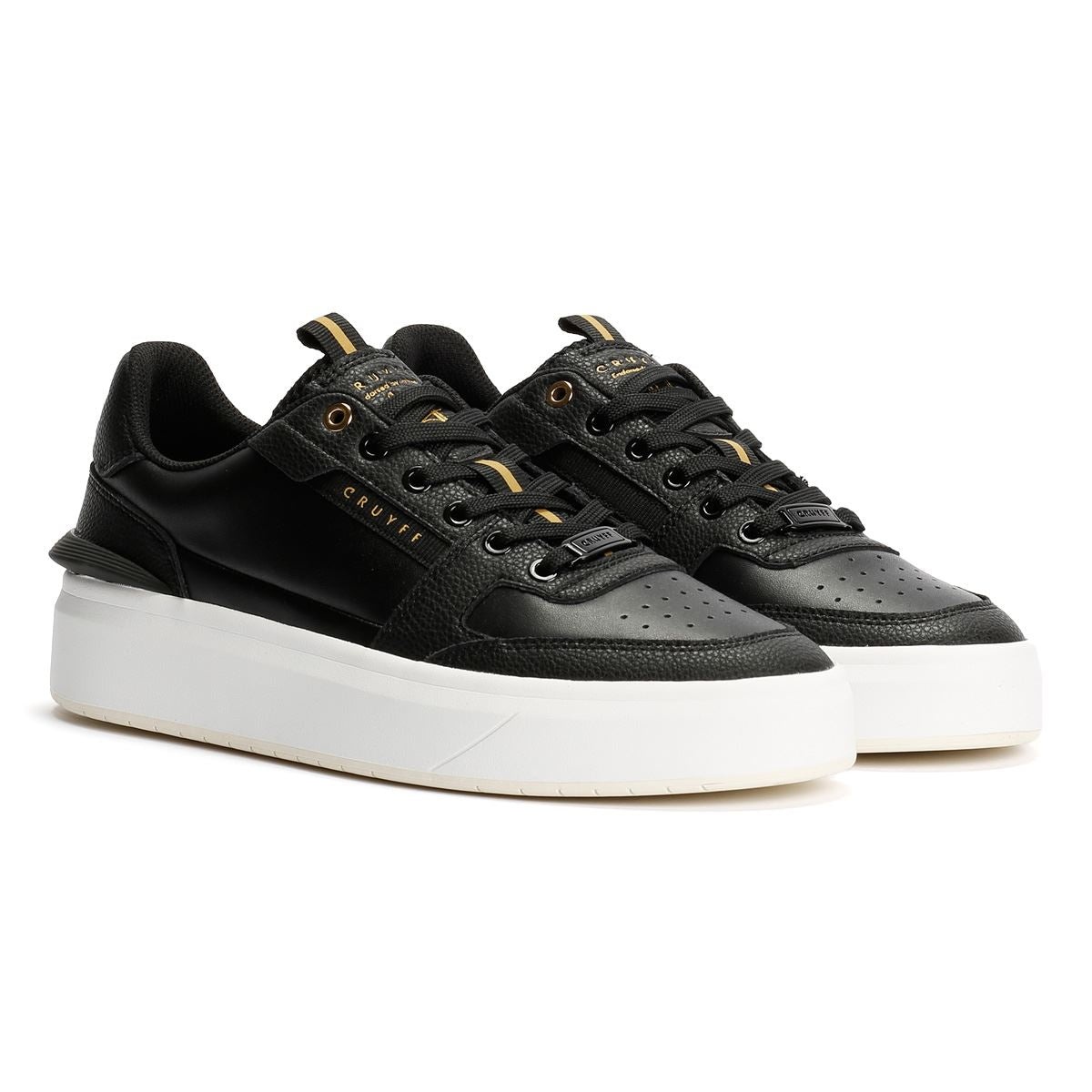 Cruyff Endorsed Tennis Leather Men's Black/Gold Trainers