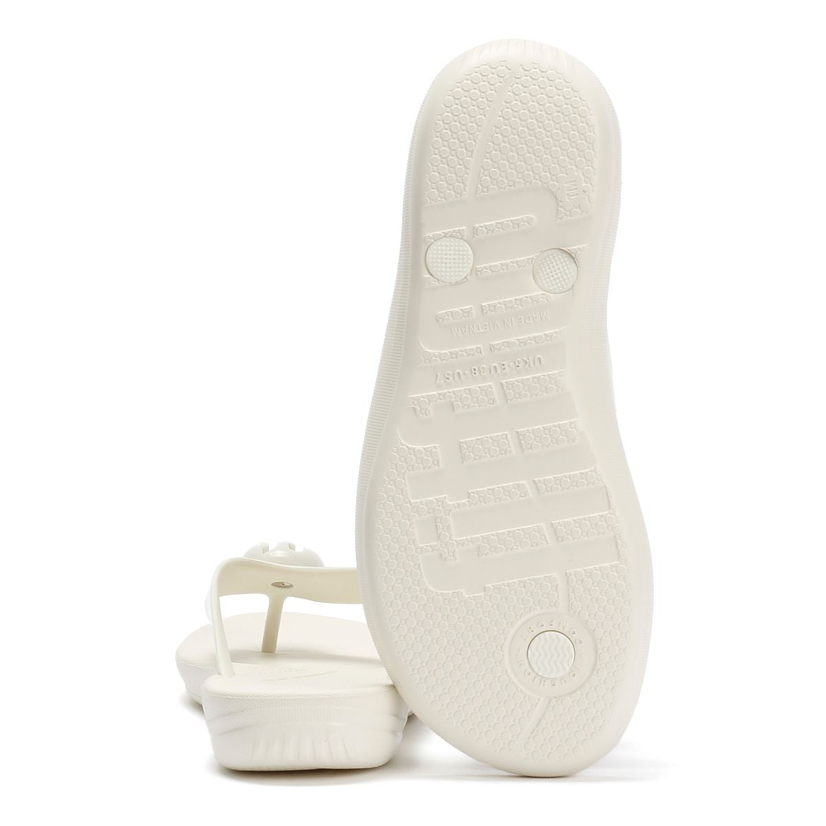 FitFlop Iqushion Glossy Button Women's Cream Flip Flops