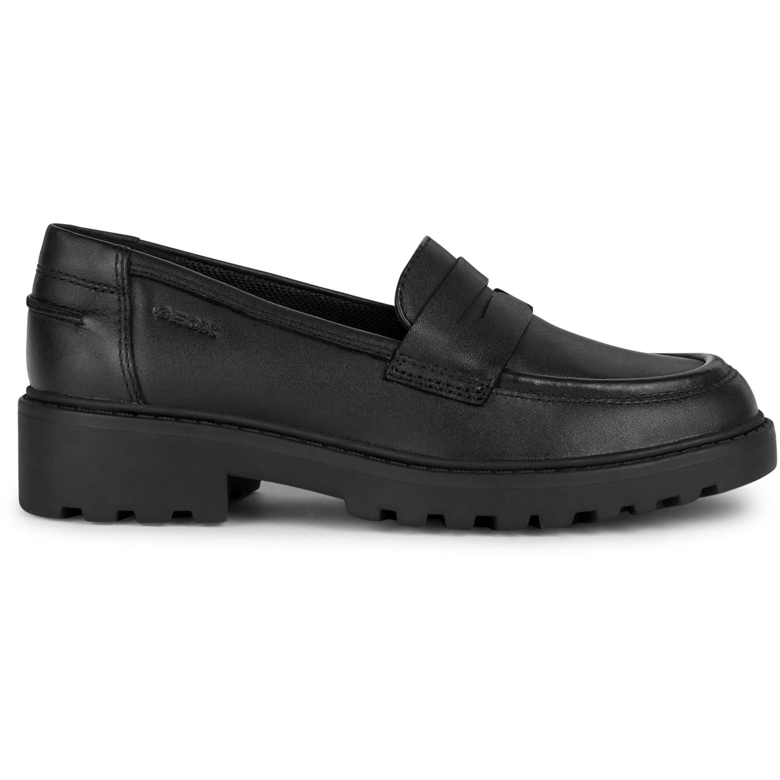 Geox J Casey G. C Leather Girl's Black Loafers