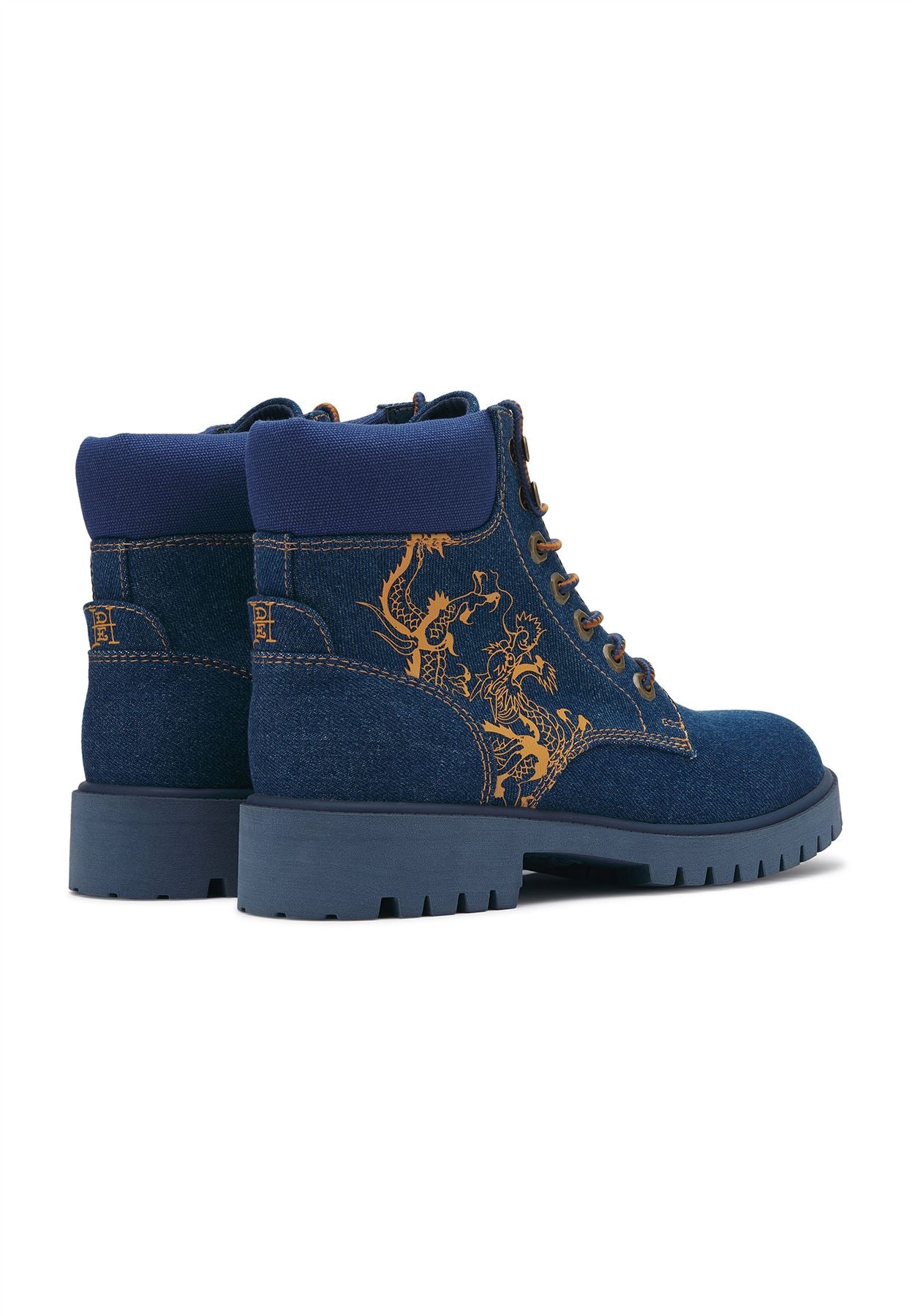 Ed Hardy Dancing Dragon Denim Men's Indigo Boots