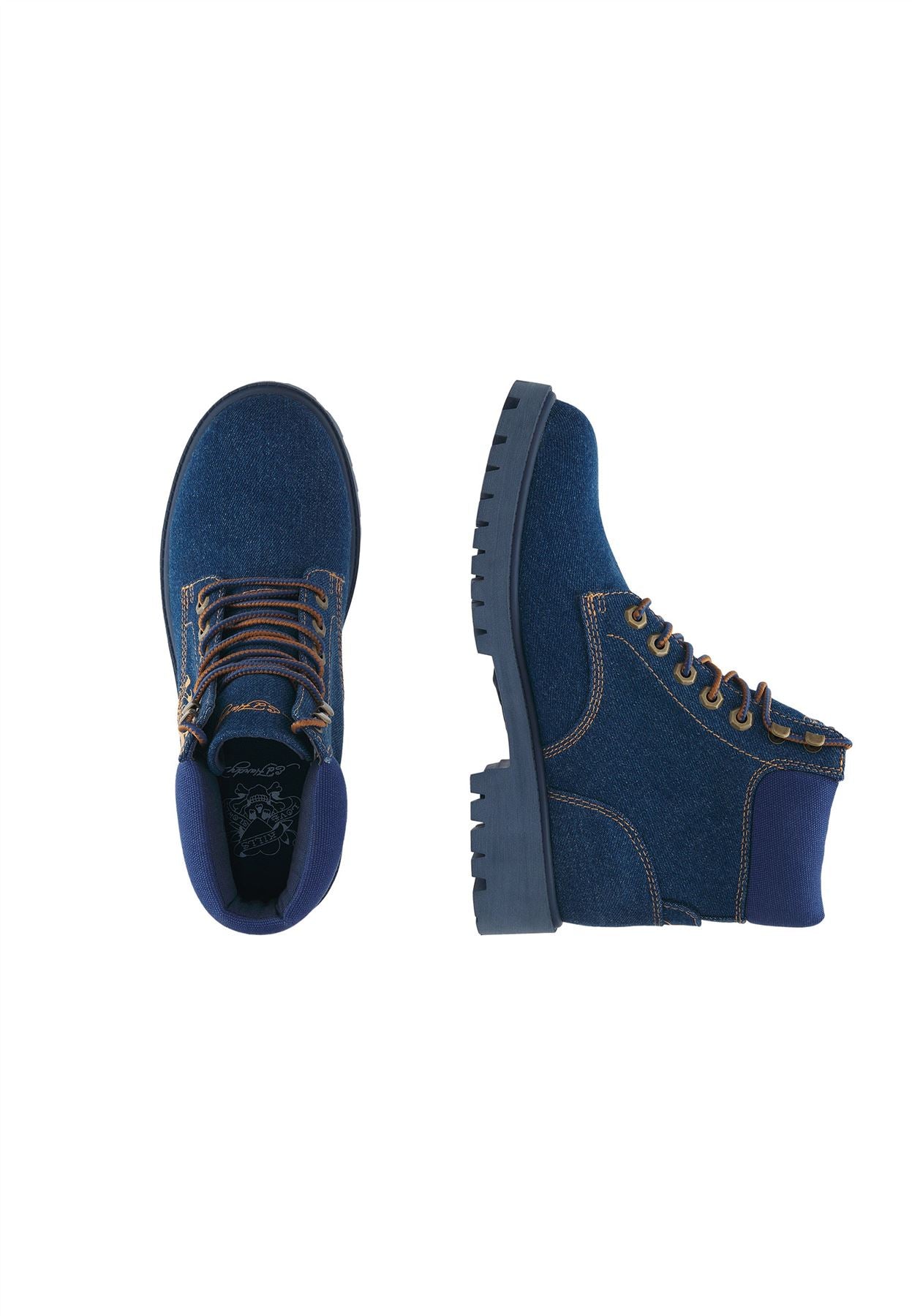 Ed Hardy Dancing Dragon Denim Men's Indigo Boots