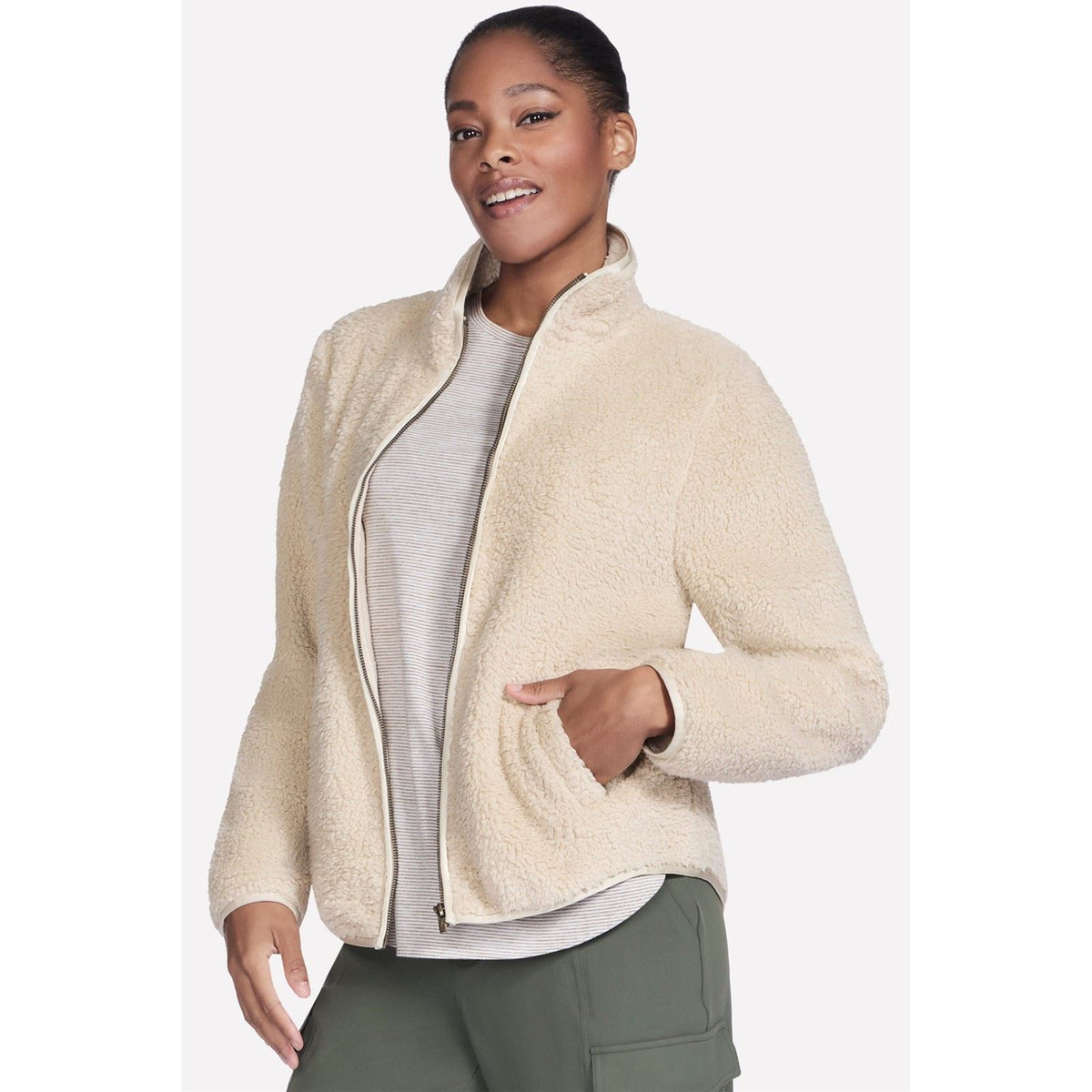 Skechers Skech-Sherpa Jacket Women's Natural Fleece Jackets