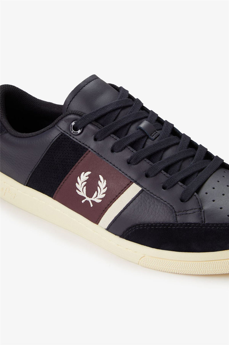 Fred Perry B725 Leather Suede Men's Navy/Ecru/Oxblood Trainers