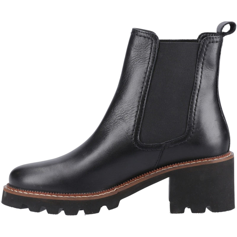 Hush Puppies Gaia Leather Women's Black Leather Heeled Chelsea Boots