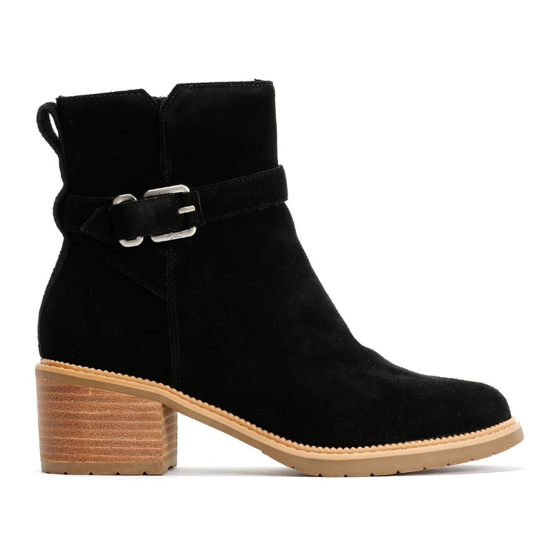 TOMS Hailey Buckle Suede Women's Black Boots