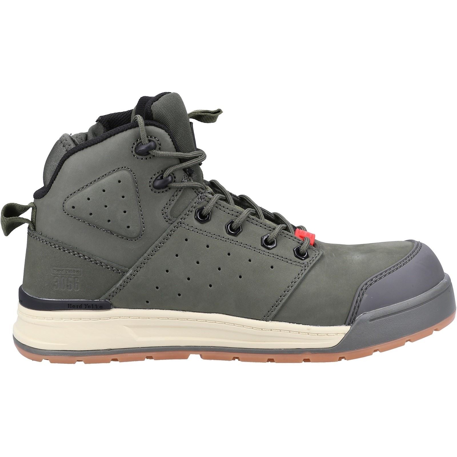 Hard Yakka 3056 Lace Zip Leather Olive Safety Boots