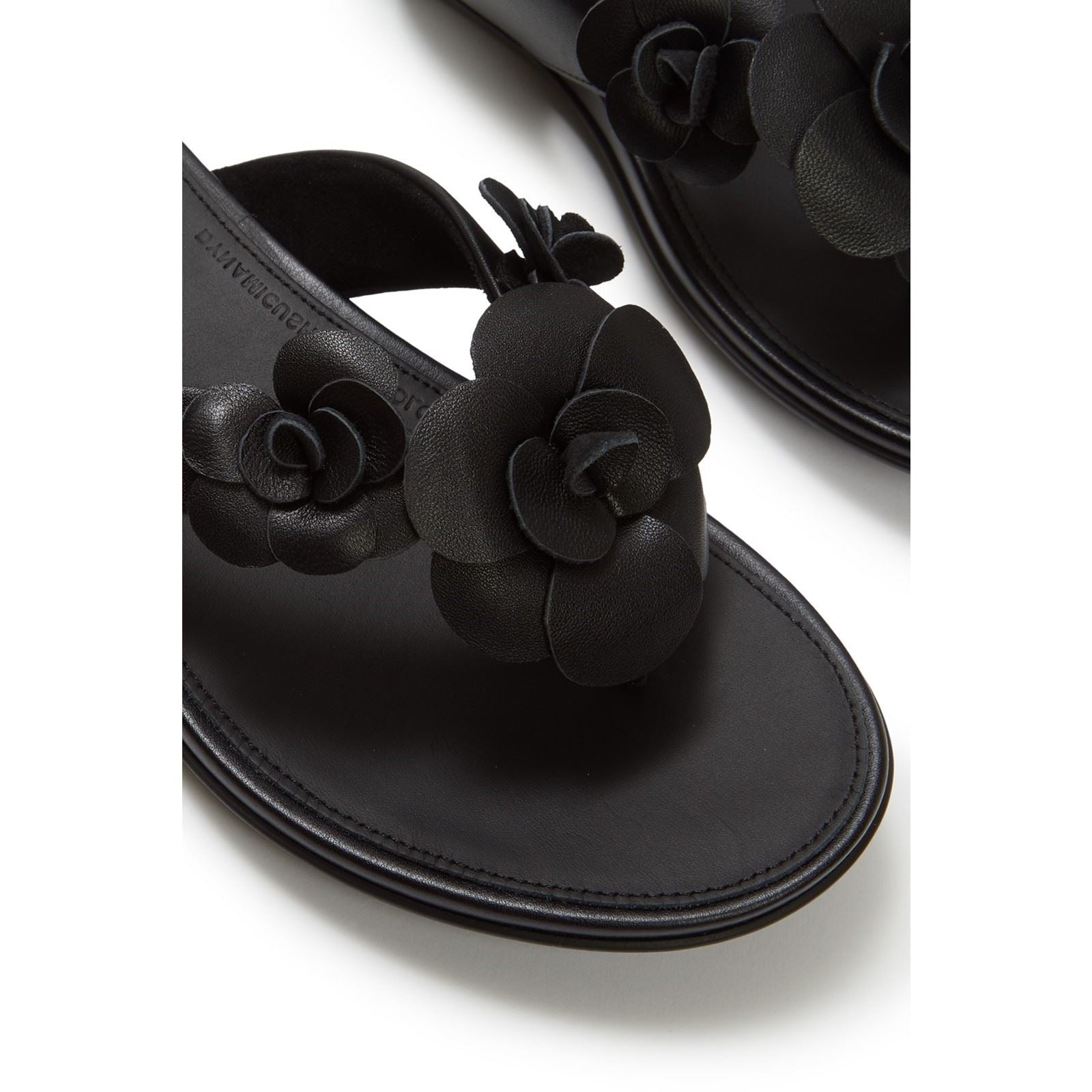 Fitflop Gracie Flower Leather Women's Black Flip Flops
