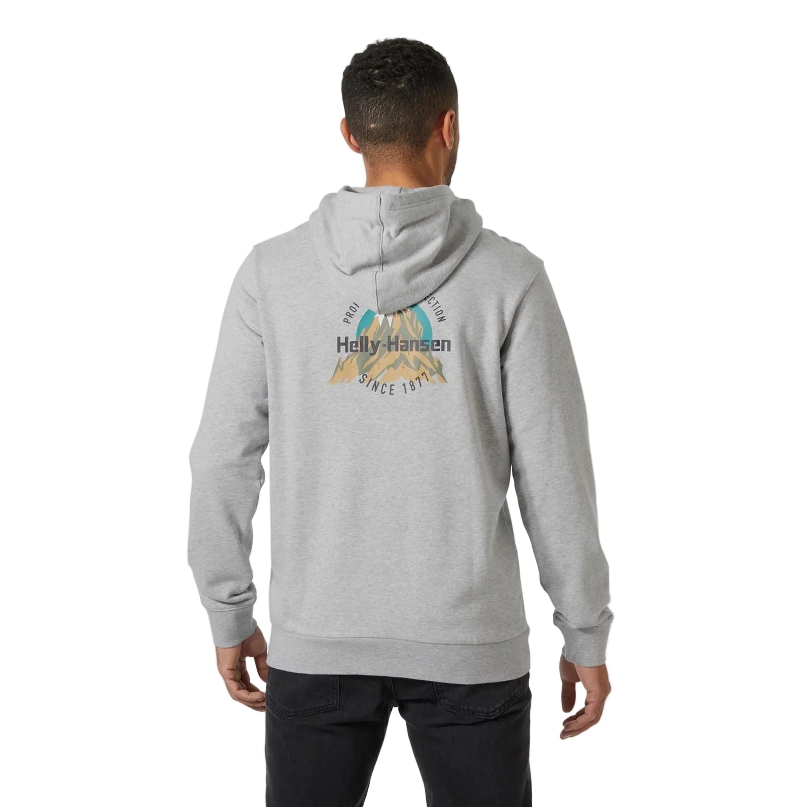 Helly Hansen Sport Core Graphic Hoodie Cotton Men's Grey Hooded Sweatshirt