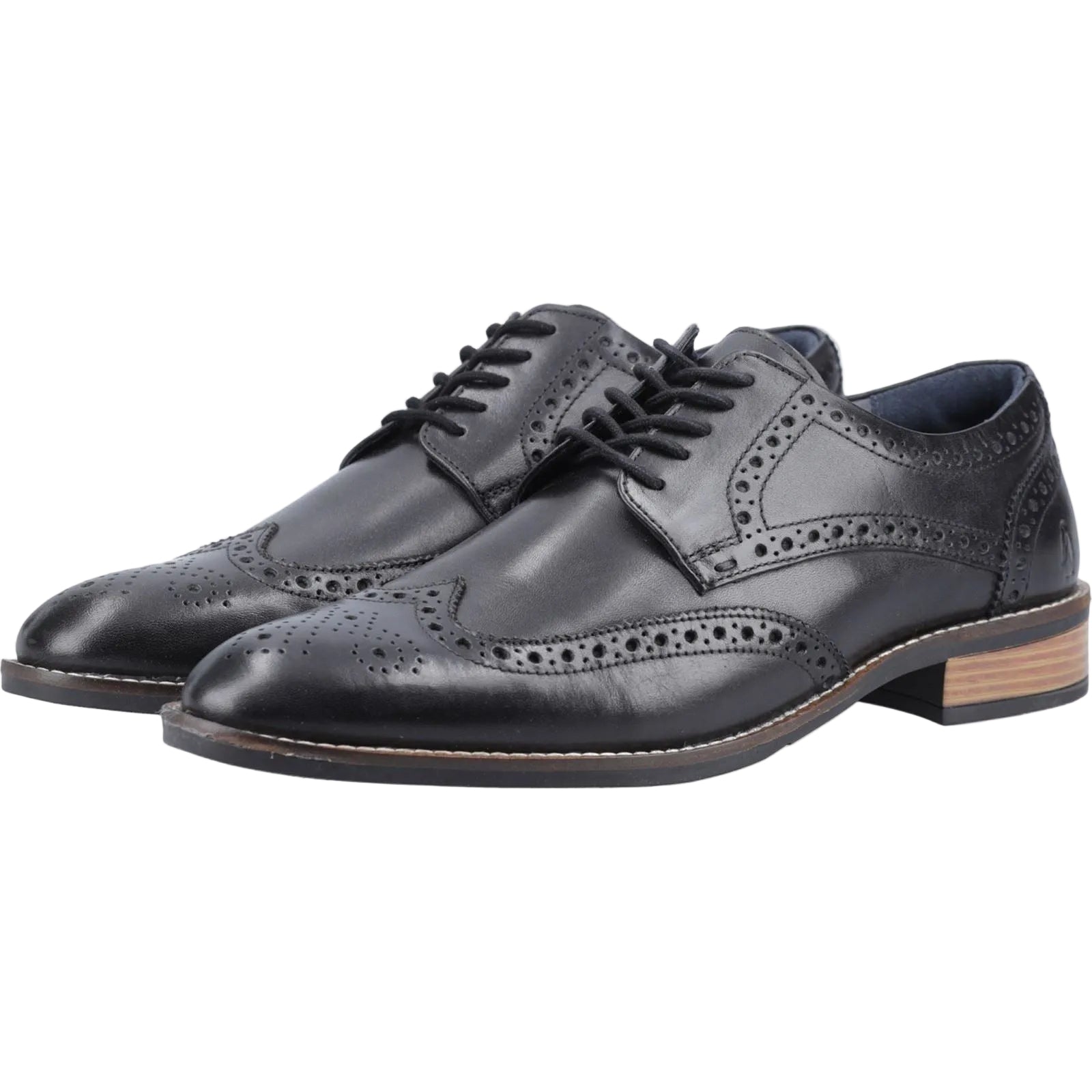 Hush Puppies Dustin Brogue Leather Men's Black Brogues Shoes