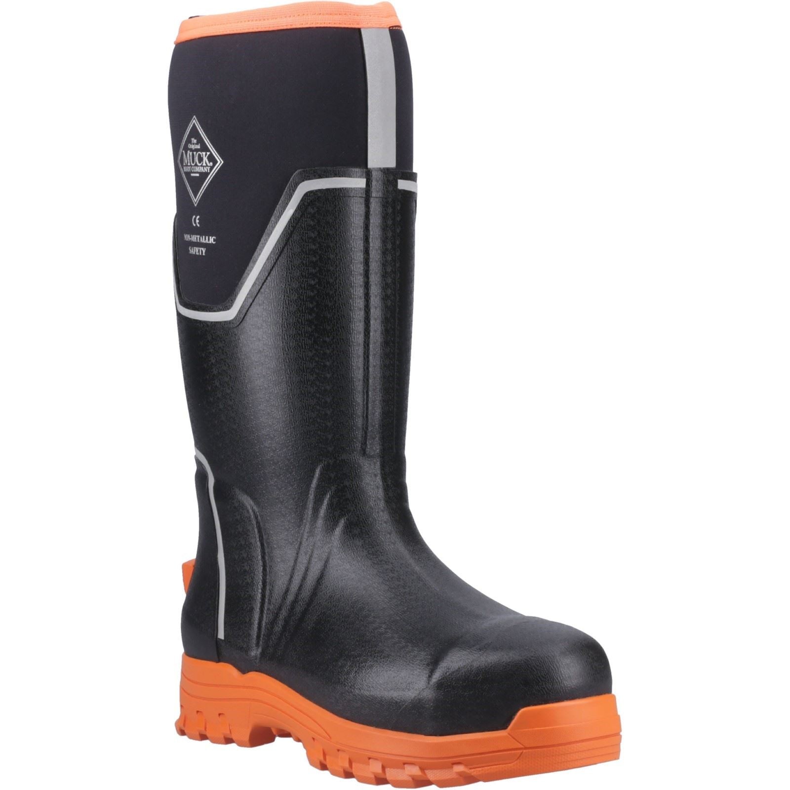Muck Boots Grit S5 Rubber Men's Black/Orange Wellington Boots