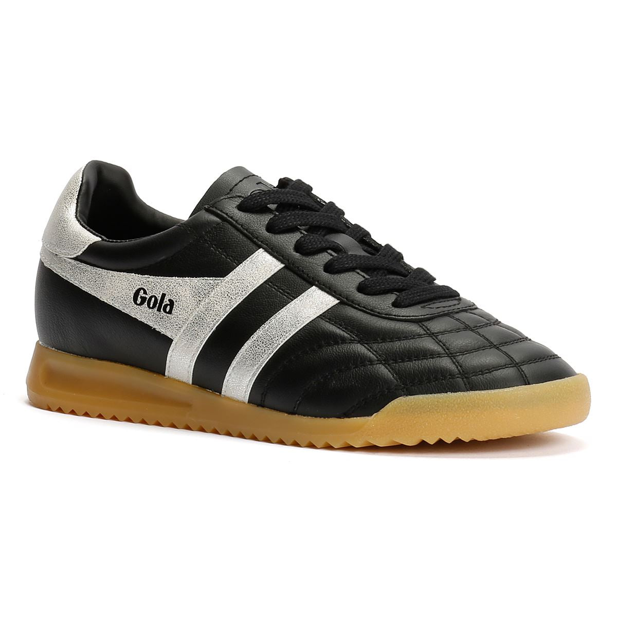 Gola Stadium Leather Women's Black/Silver Trainers