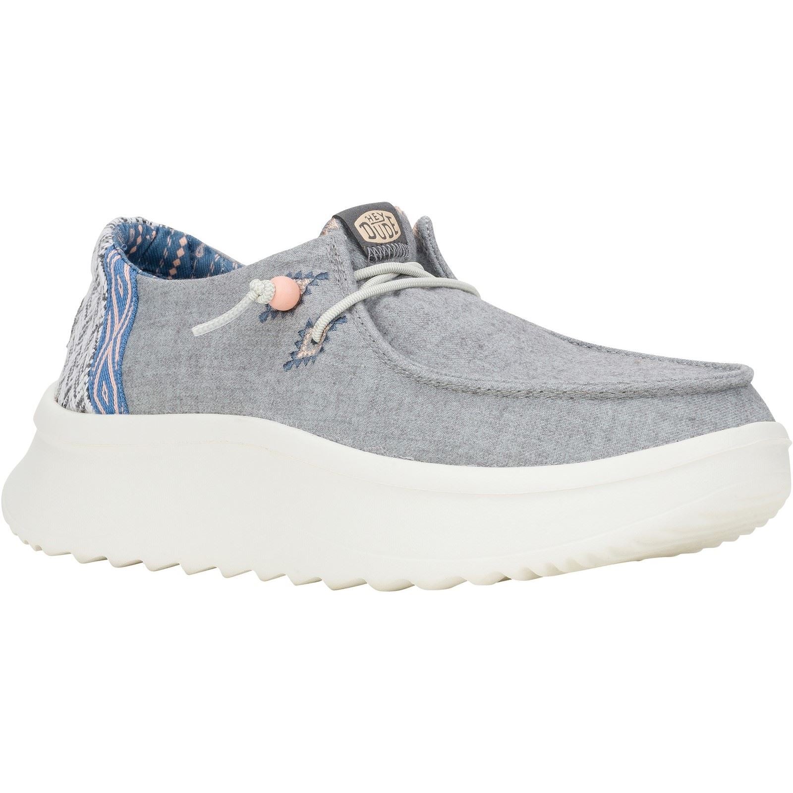 HEYDUDE Wendy Peak Chambray Woven Synthetic Women's Grey Loafers