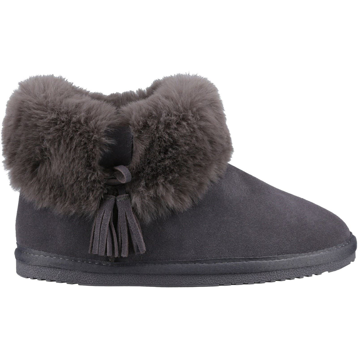 Hush Puppies Ayana Suede And Faux Fur Women's Grey Slippers