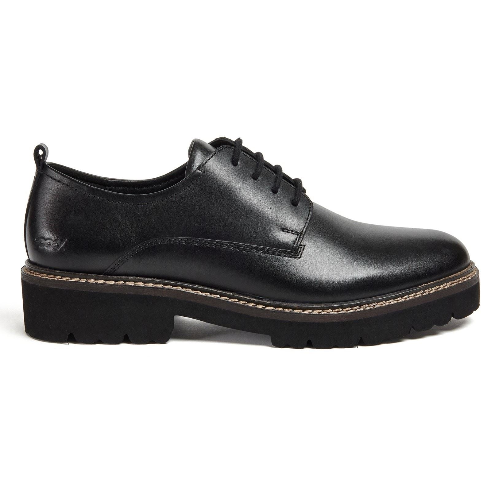 Pod Kris Leather Women's Black Derby Shoes