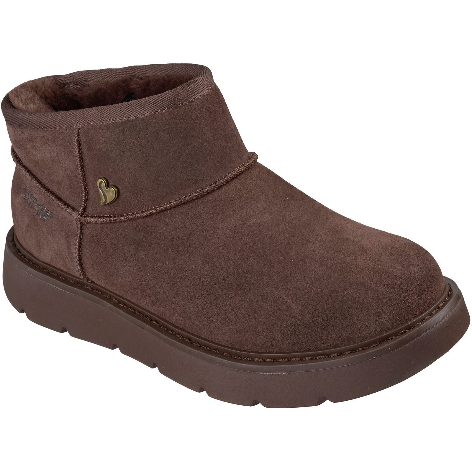 Skechers Keepsakes Cozy Mini Leather Women's Chocolate Winter Ankle Boots