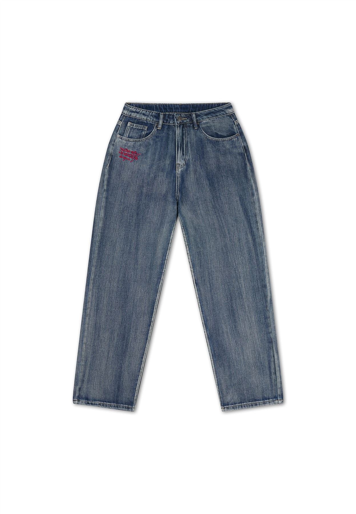 Ed Hardy Crawling Dragon Washed Women's Mid Blue Jeans