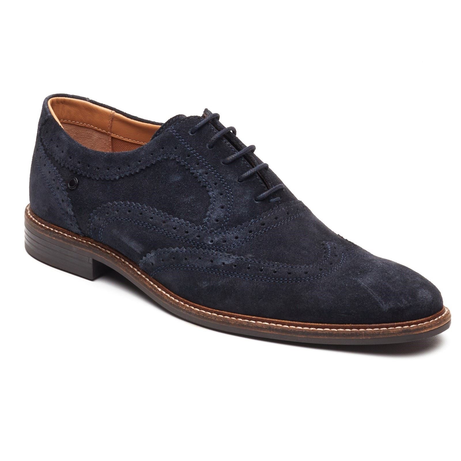 Base London Clarence Brogue Leather Men's Navy Brogues Shoes
