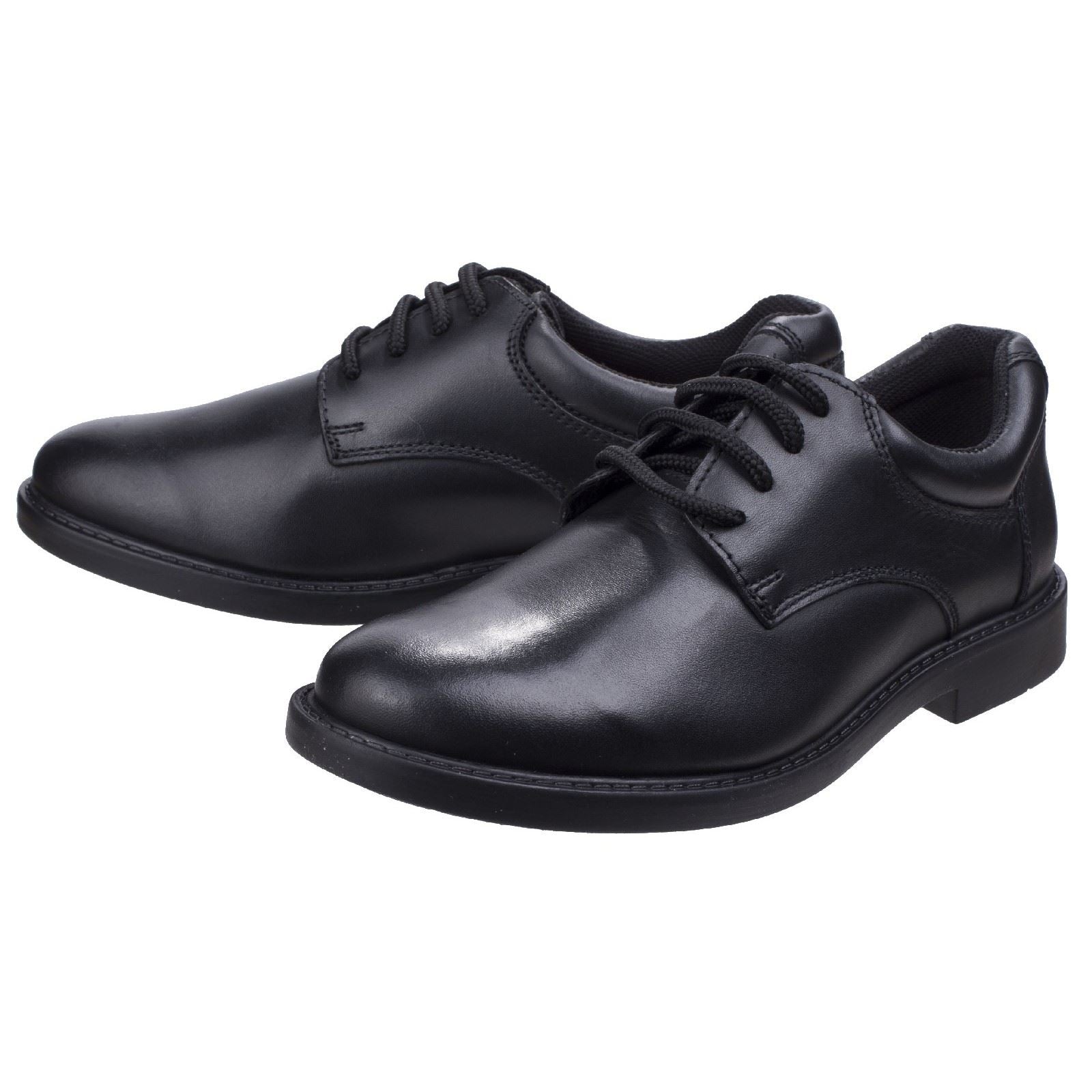 Hush Puppies Tim Youth Boy's Black Leather Shoes