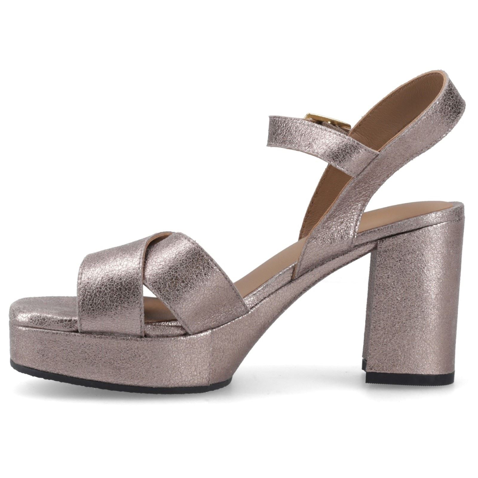 Hush Puppies Ophelia Leather Heel Suede Women's Pewter Slim Fit Sandals