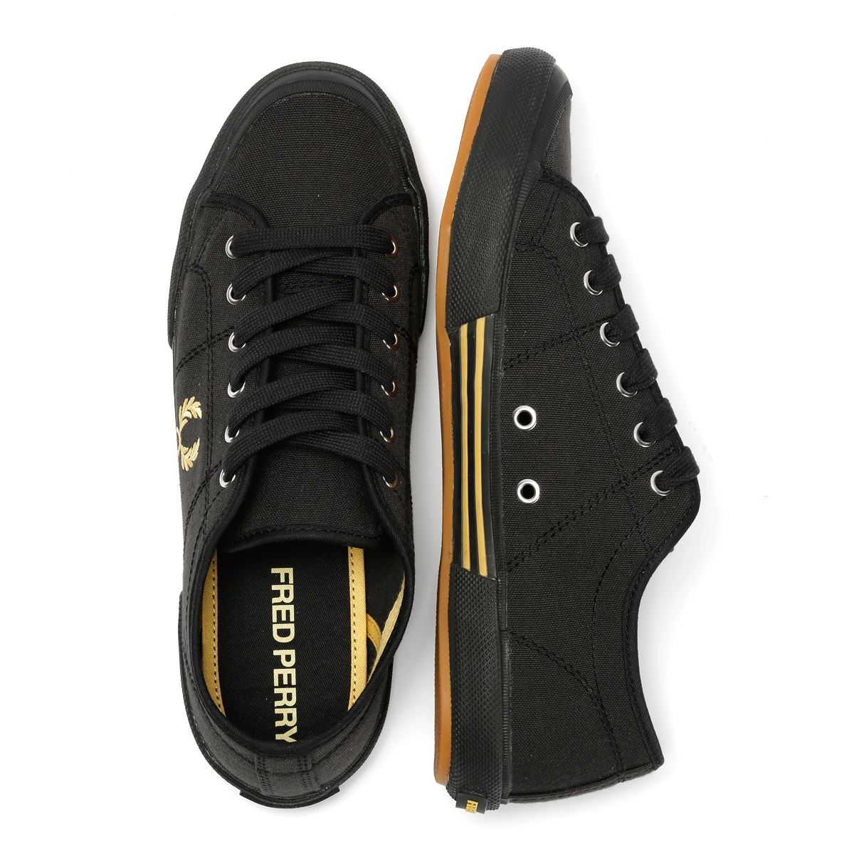 Fred Perry B708 Vintage Tennis Canvas Men's Black/Champagne Trainers