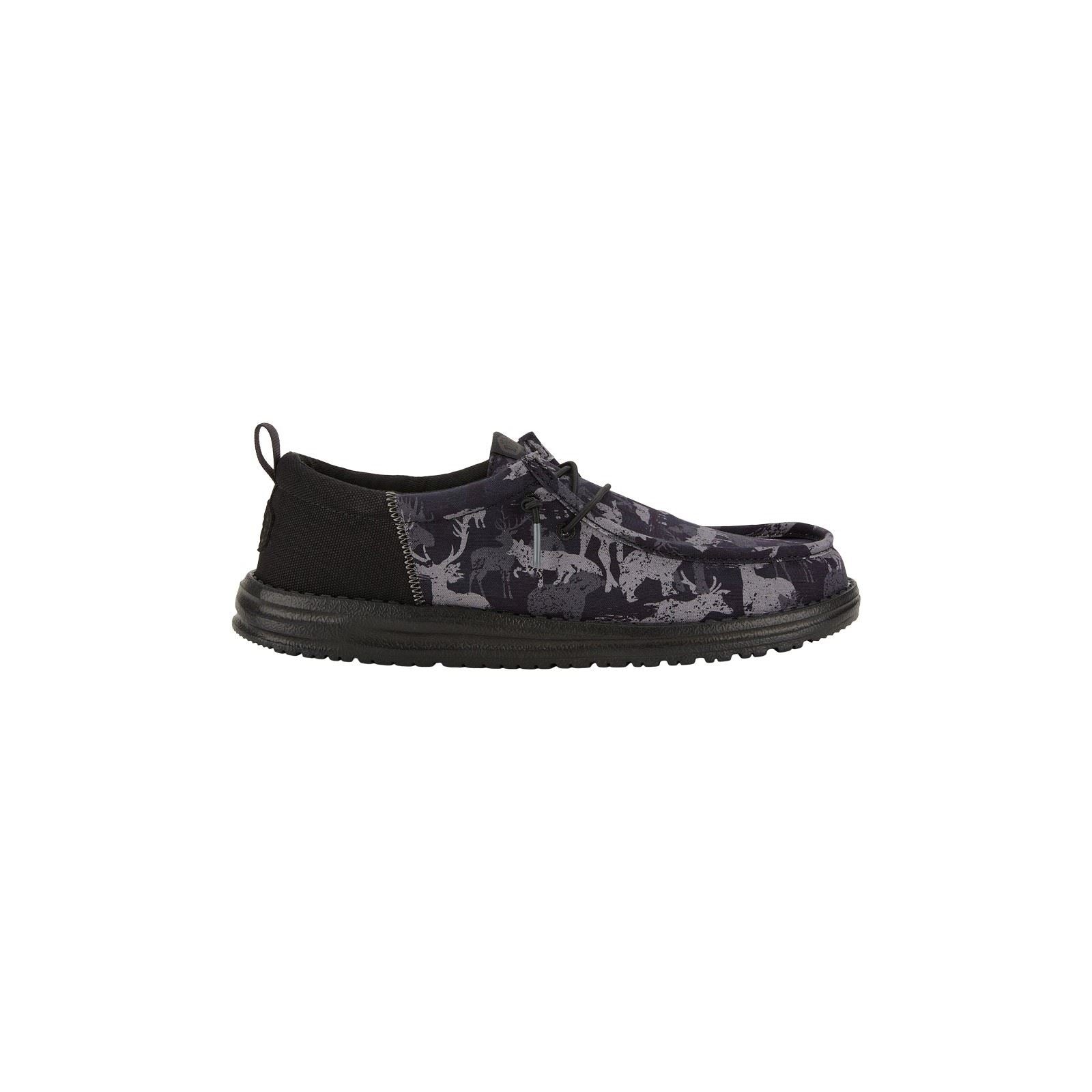 HEYDUDE Wally Funk Hunt Camo Canvas Men's Black Shoes