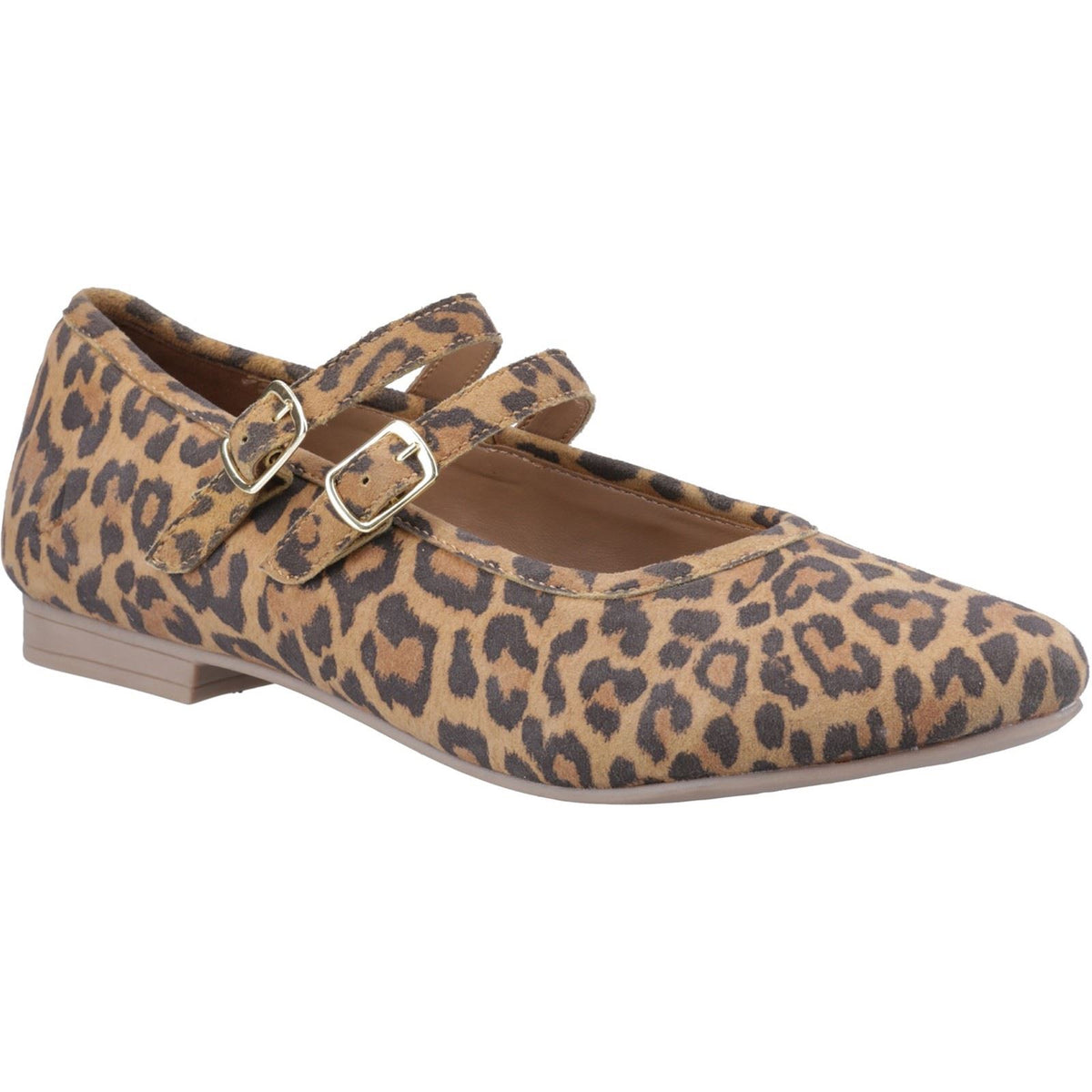 Hush Puppies Nancy Mary Jane Leather Women's Leopard Flats