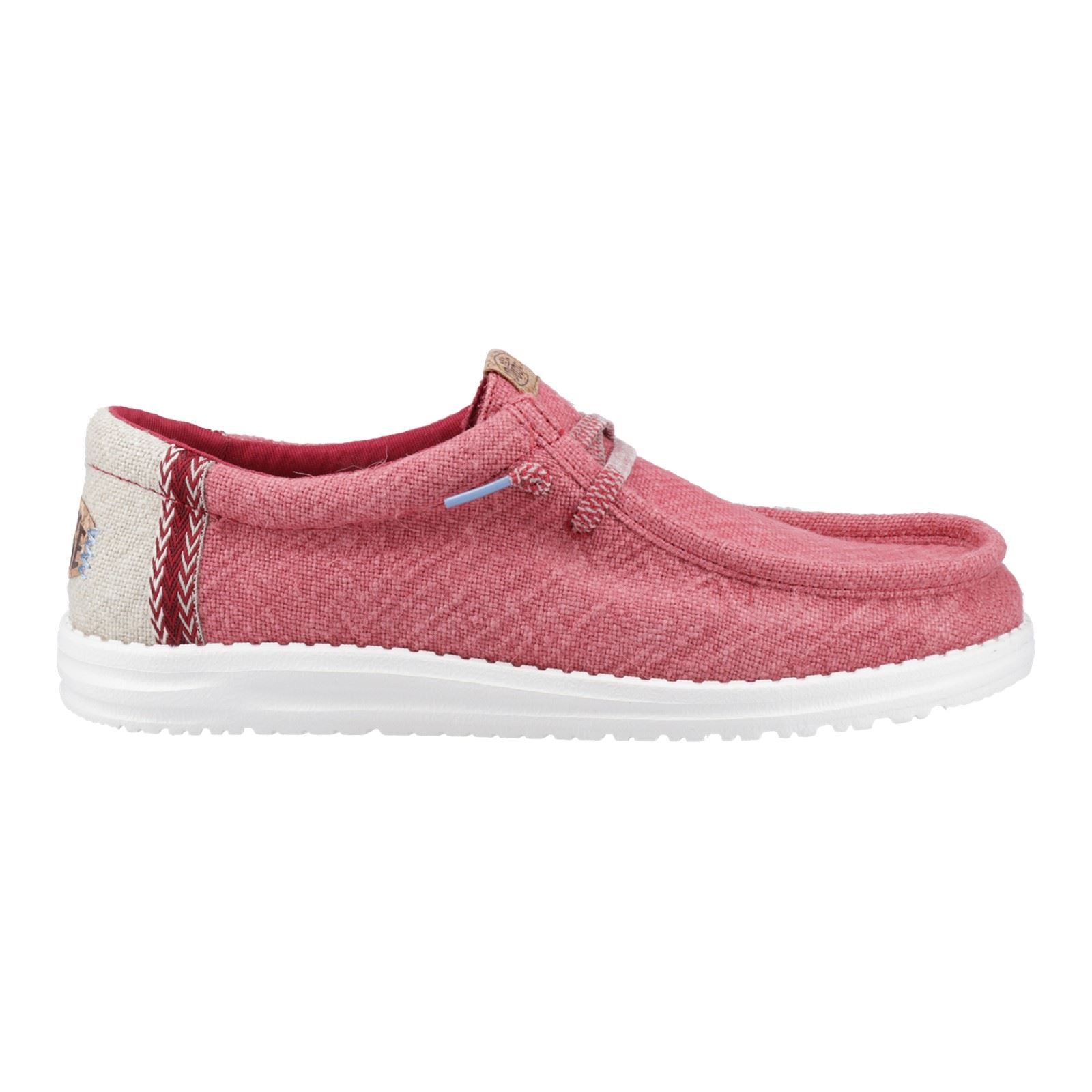 HEYDUDE Wally Jute Jute Men's Claret Red/Silver Birch Moccasins Shoes