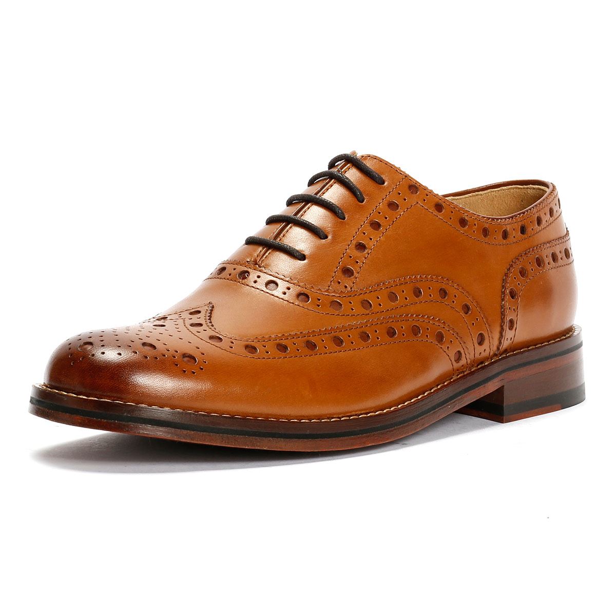 Chapman & Moore Oxford Brogue Leather Men's Tan Burnish Shoes