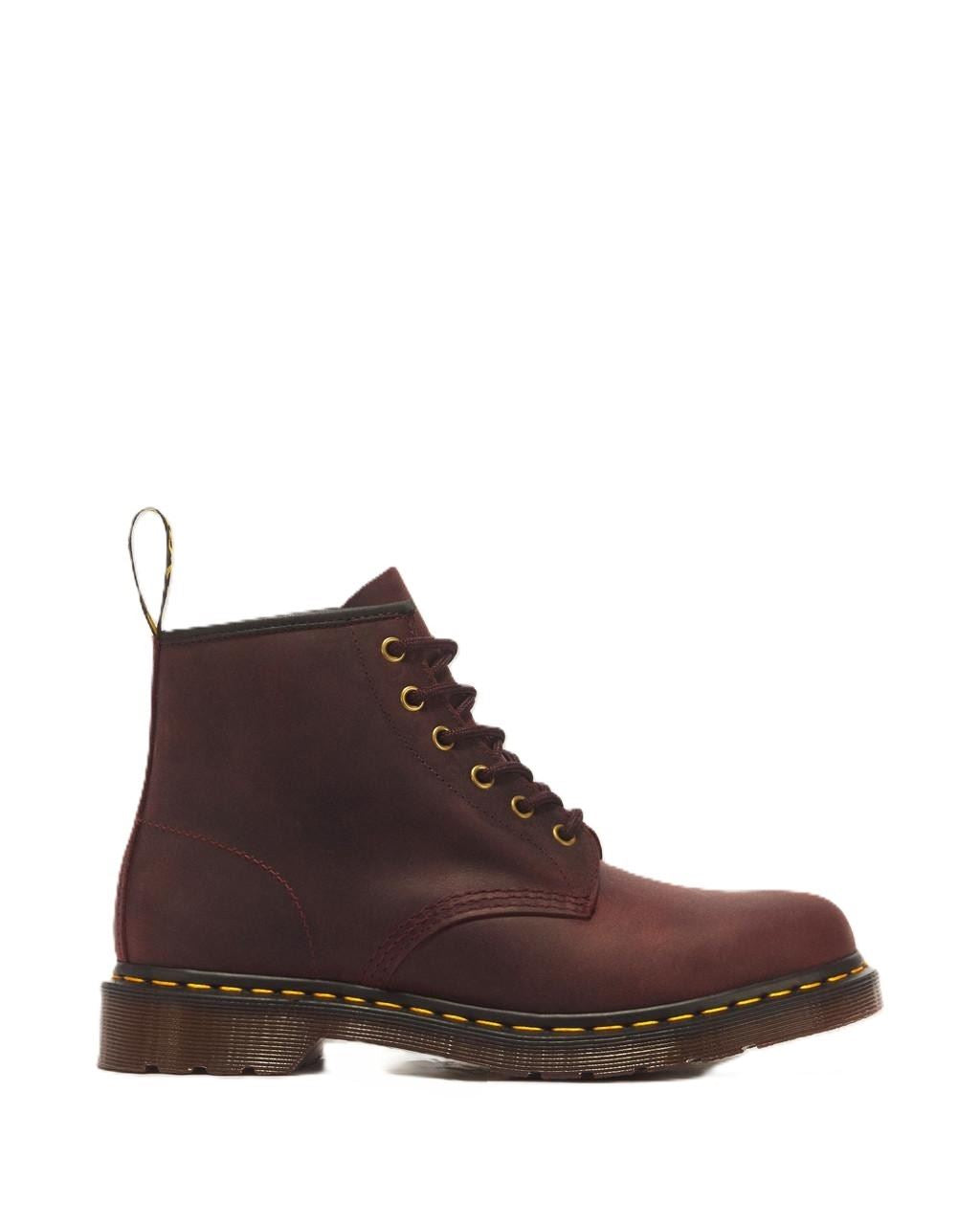 Dr. Martens 101 6 Eye Crazy Horse Leather Cherry Red Boots